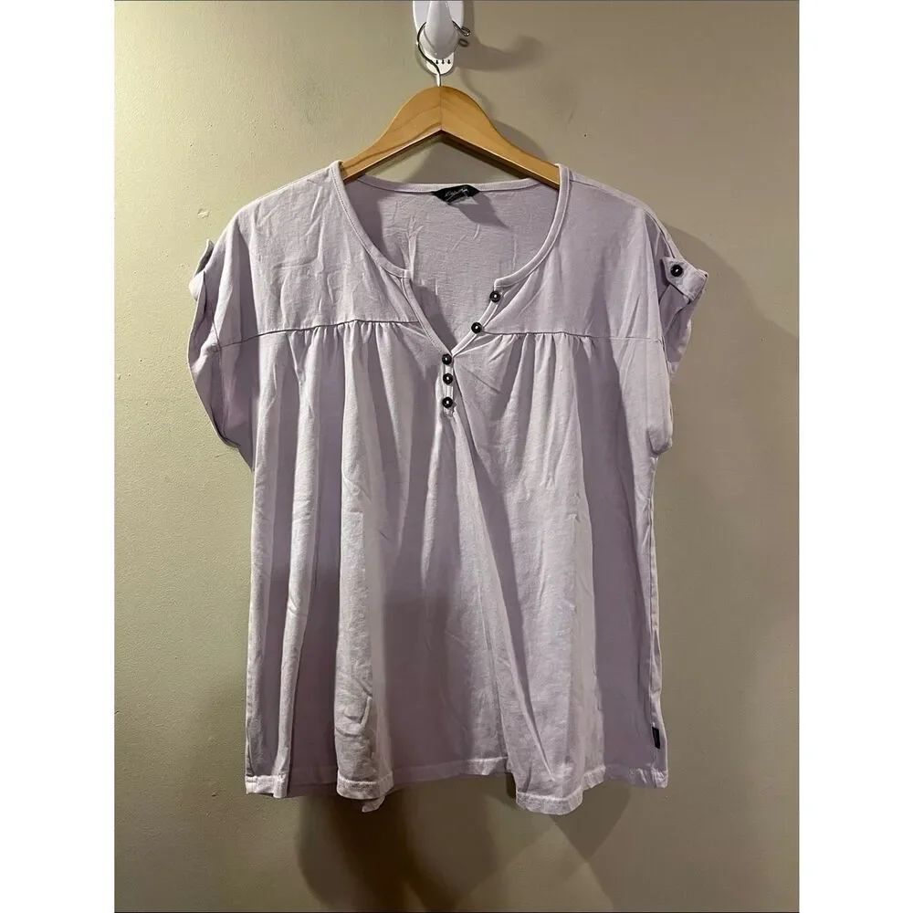 Women's Lavender Button-Front Short Sleeve Top